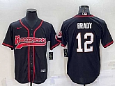 Men's Tampa Bay Buccaneers #12 Tom Brady Black Cool Base Stitched Baseball Jersey,baseball caps,new era cap wholesale,wholesale hats
